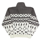 TRADER BAY Mens Grey & White Patterned Fleece Jacket M Polyester Zip Neck