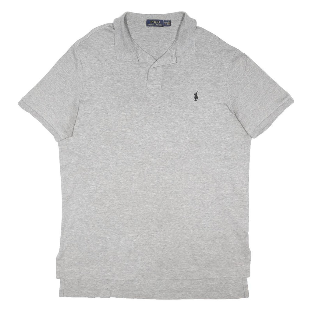 POLO RALPH LAUREN Mens Grey Short Sleeve Polo Shirt XL Cotton Blend Plain Button