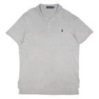 POLO RALPH LAUREN Mens Grey Short Sleeve Polo Shirt XL Cotton Blend Plain Button
