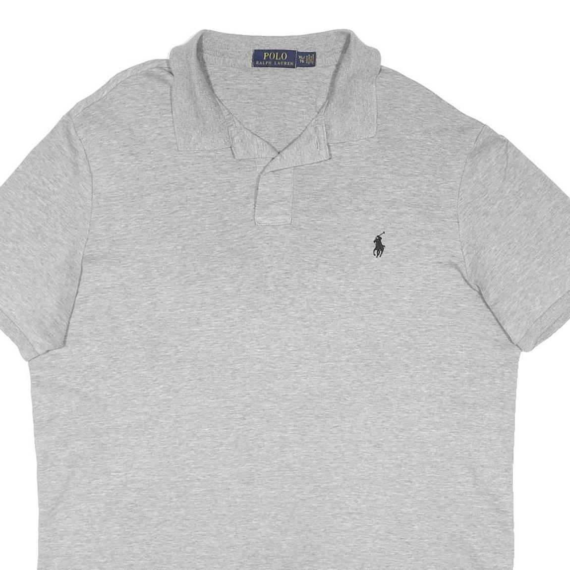 POLO RALPH LAUREN Mens Grey Short Sleeve Polo Shirt XL Cotton Blend Plain Button