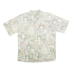 COOKE STREET Mens Green & Beige Hawaiian Shirt L Cotton Short Sleeve Casual