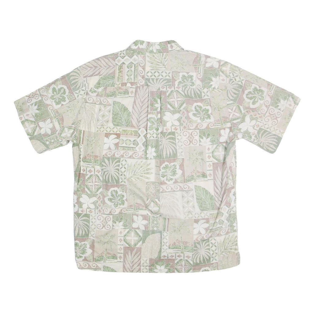 COOKE STREET Mens Green & Beige Hawaiian Shirt L Cotton Short Sleeve Casual