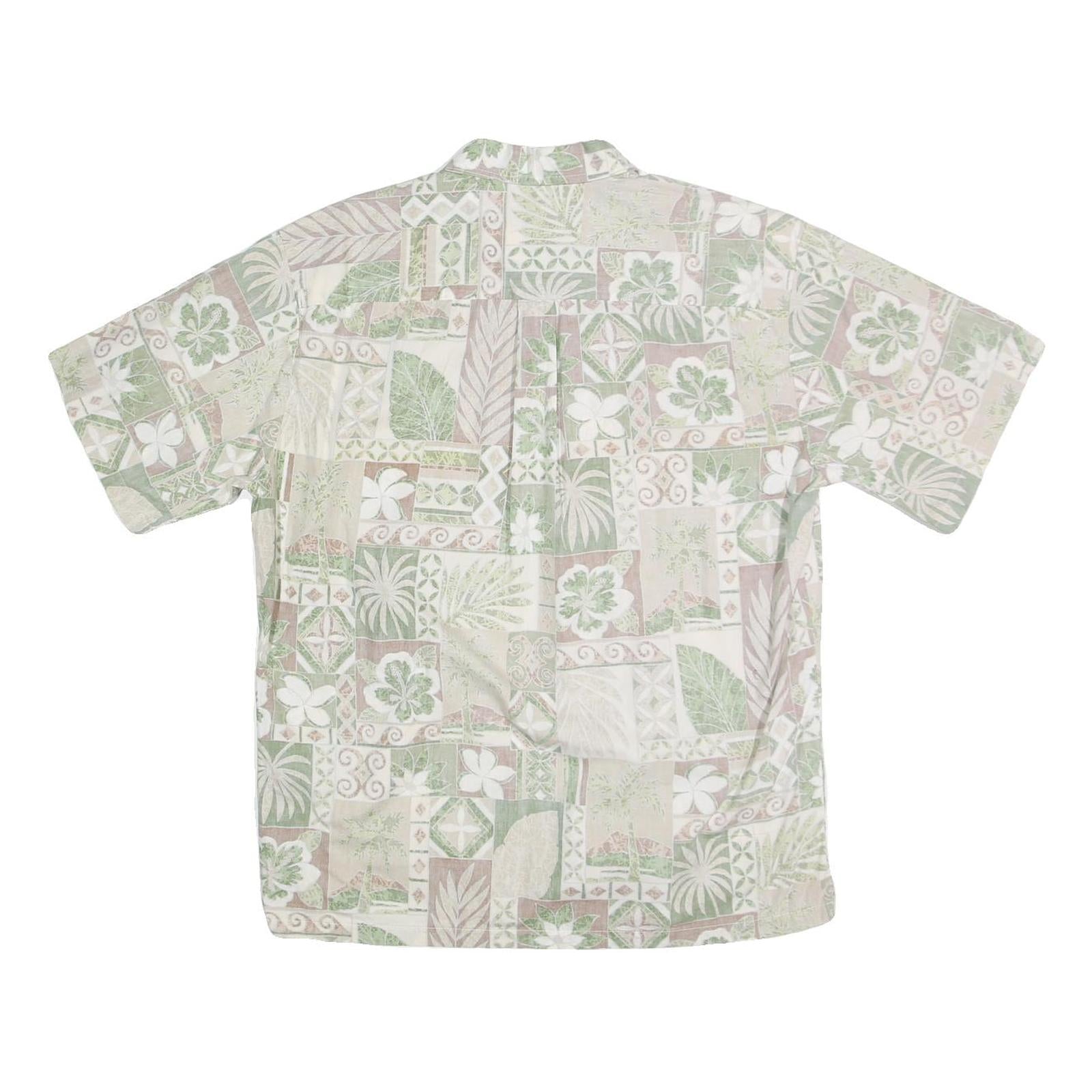 COOKE STREET Mens Green & Beige Hawaiian Shirt L Cotton Short Sleeve Casual