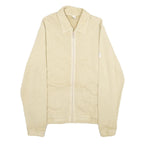 REEBOK Mens Beige Cotton Jacket S Plain Zip Casual Lightweight Sportswear