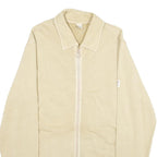 REEBOK Mens Beige Cotton Jacket S Plain Zip Casual Lightweight Sportswear