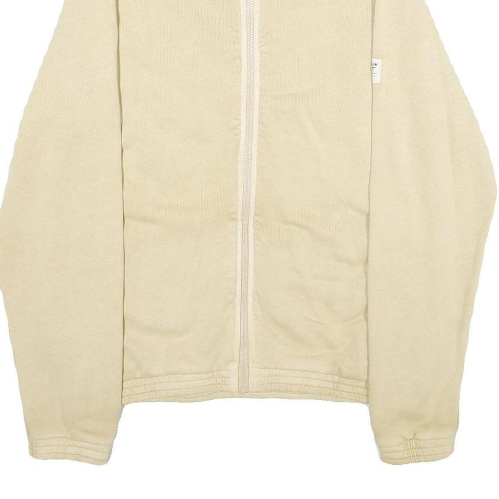 REEBOK Mens Beige Cotton Jacket S Plain Zip Casual Lightweight Sportswear