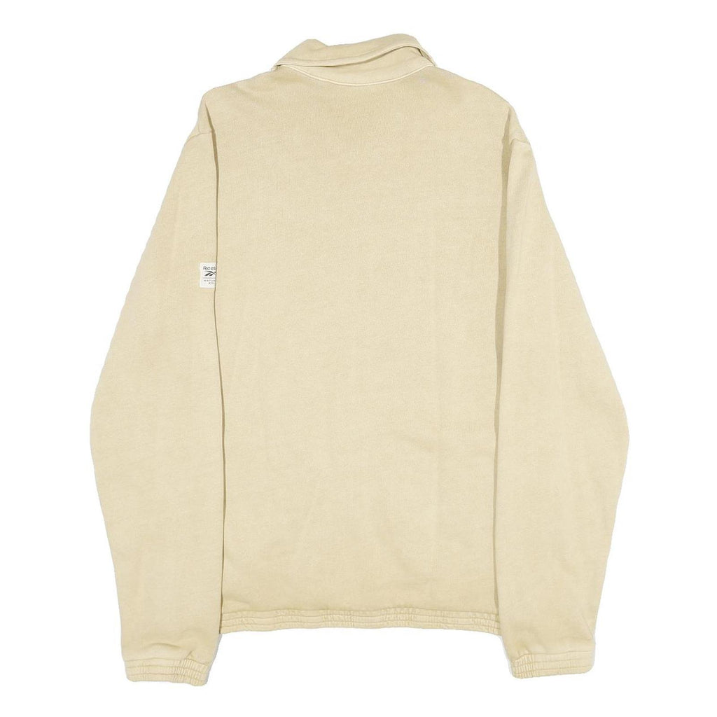 REEBOK Mens Beige Cotton Jacket S Plain Zip Casual Lightweight Sportswear