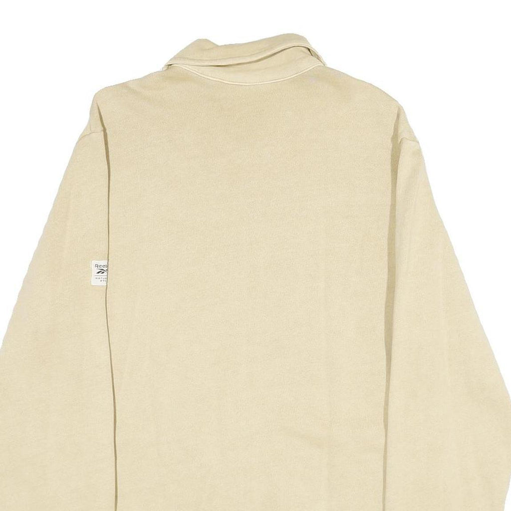 REEBOK Mens Beige Cotton Jacket S Plain Zip Casual Lightweight Sportswear