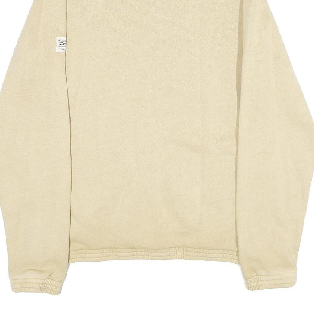 REEBOK Mens Beige Cotton Jacket S Plain Zip Casual Lightweight Sportswear