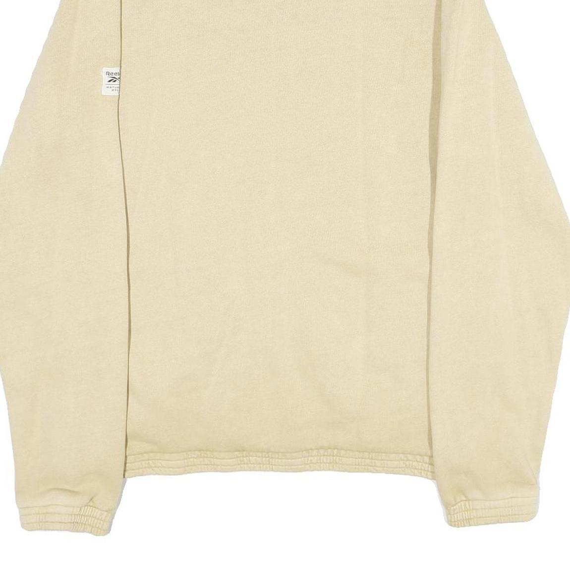 REEBOK Mens Beige Cotton Jacket S Plain Zip Casual Lightweight Sportswear