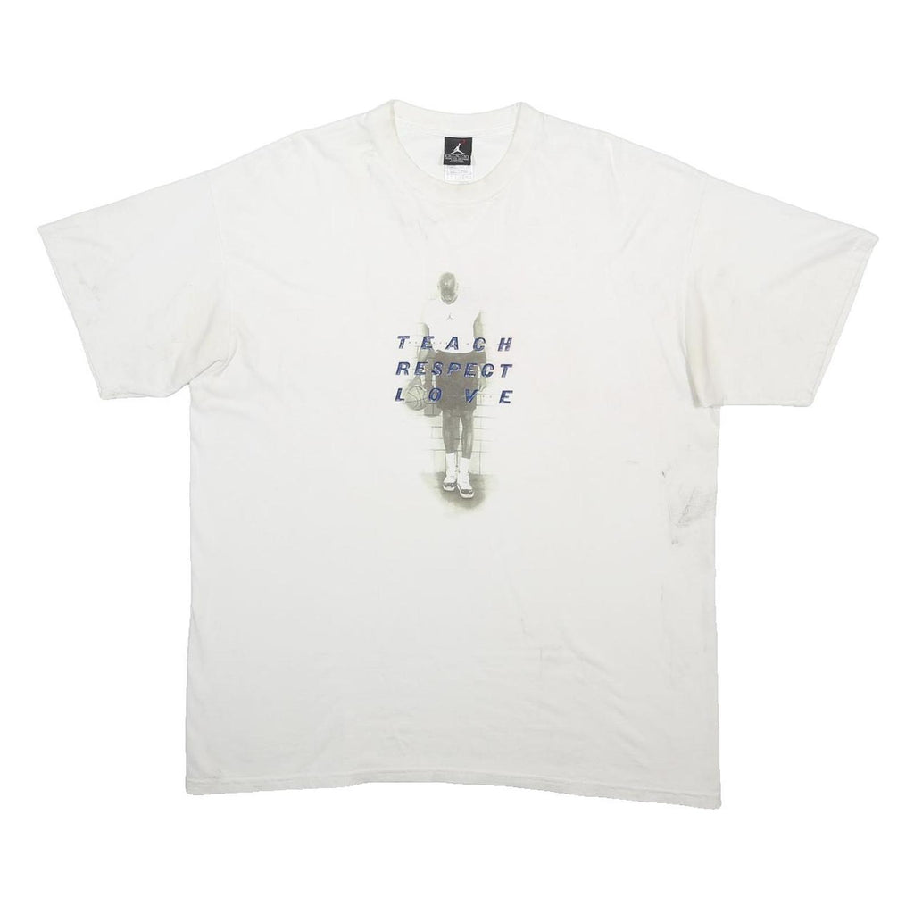AIR JORDAN Mens White Graphic T-Shirt XL Short Sleeve Crew Neck Cotton Blend