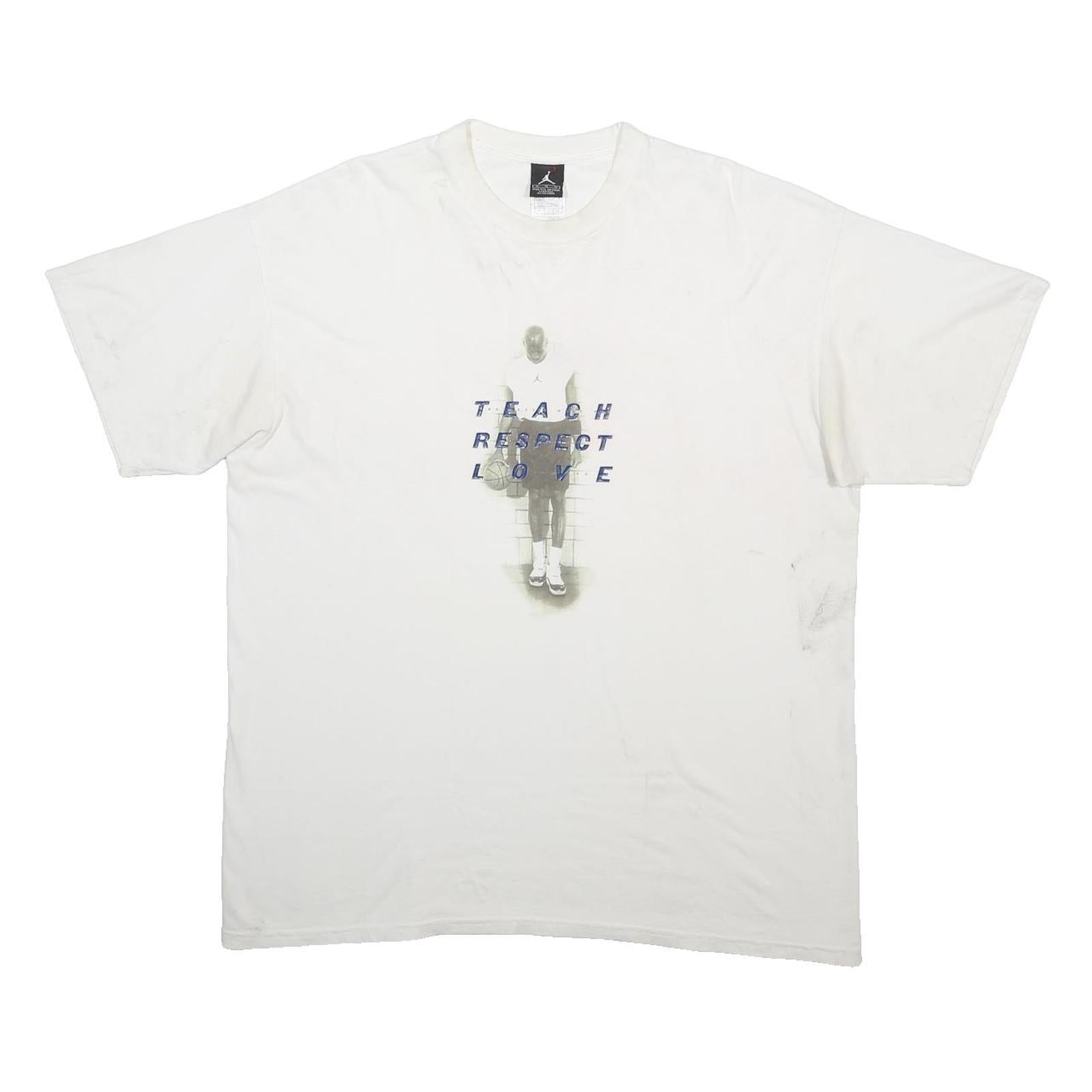 AIR JORDAN Mens White Graphic T-Shirt XL Short Sleeve Crew Neck Cotton Blend