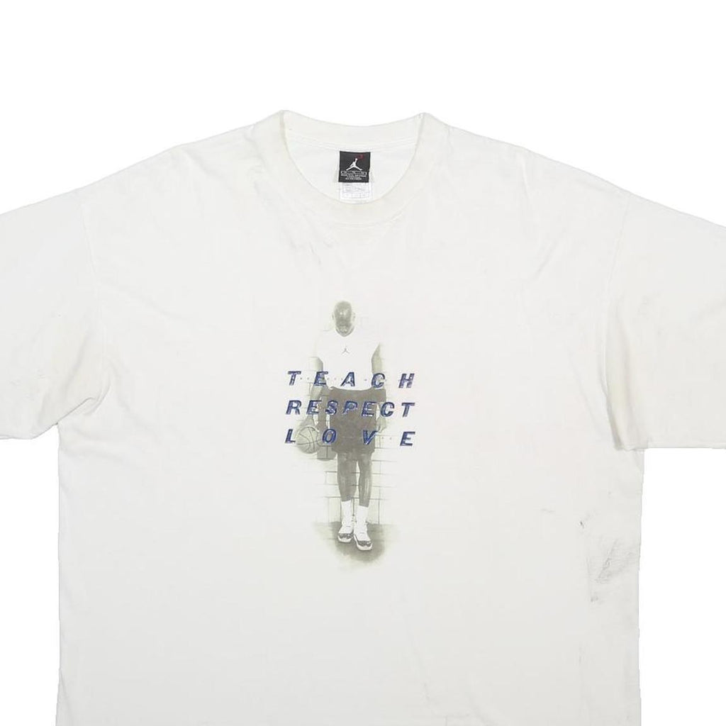 AIR JORDAN Mens White Graphic T-Shirt XL Short Sleeve Crew Neck Cotton Blend