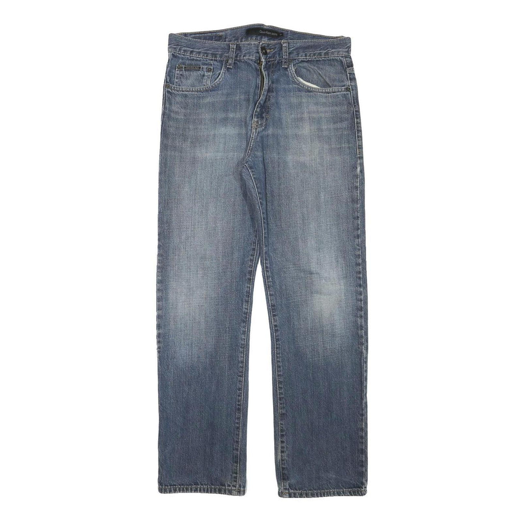 CALVIN KLEIN JEANS Mens Regular Fit Blue Denim W31 L30 Classic Cotton Blend Zip