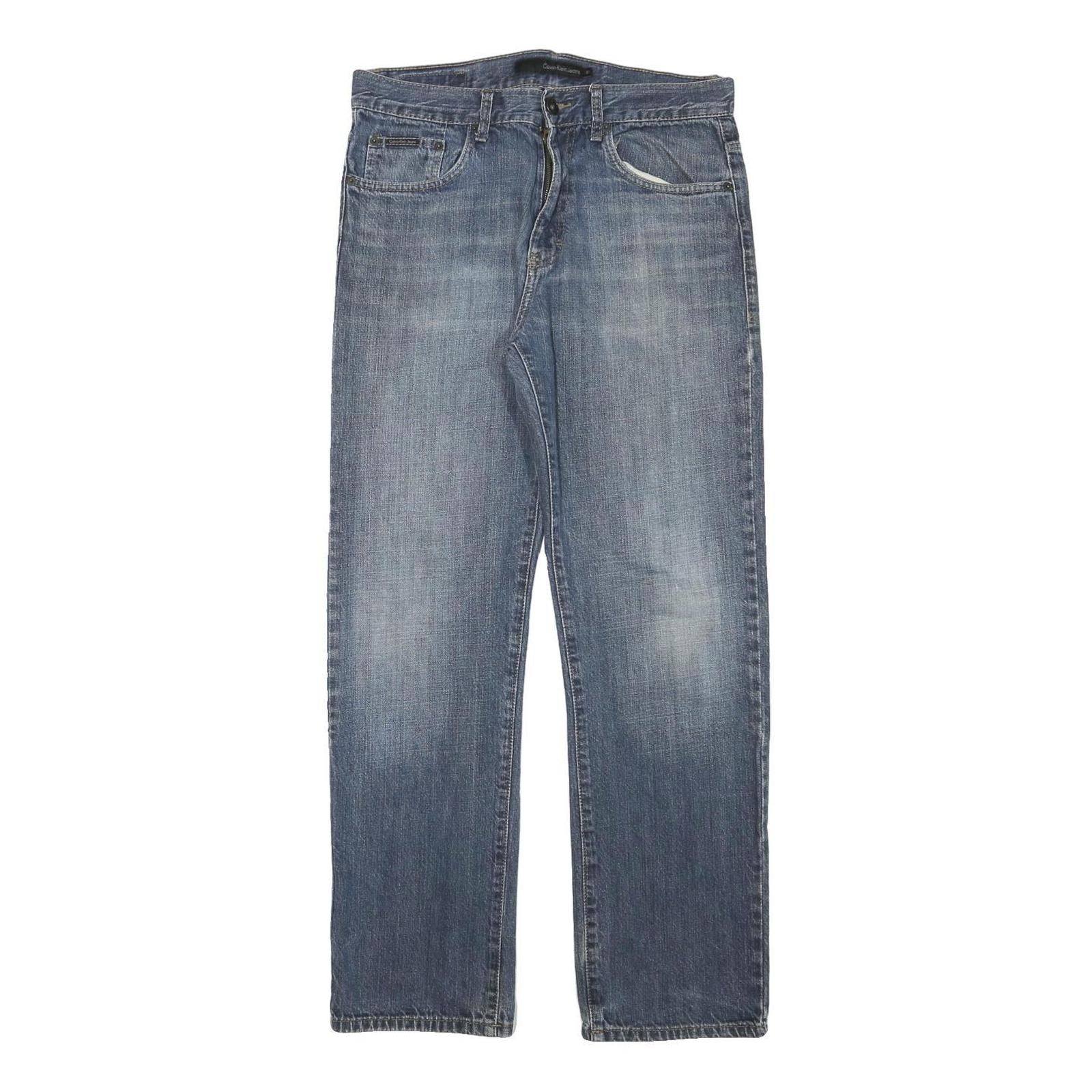 CALVIN KLEIN JEANS Mens Regular Fit Blue Denim W31 L30 Classic Cotton Blend Zip