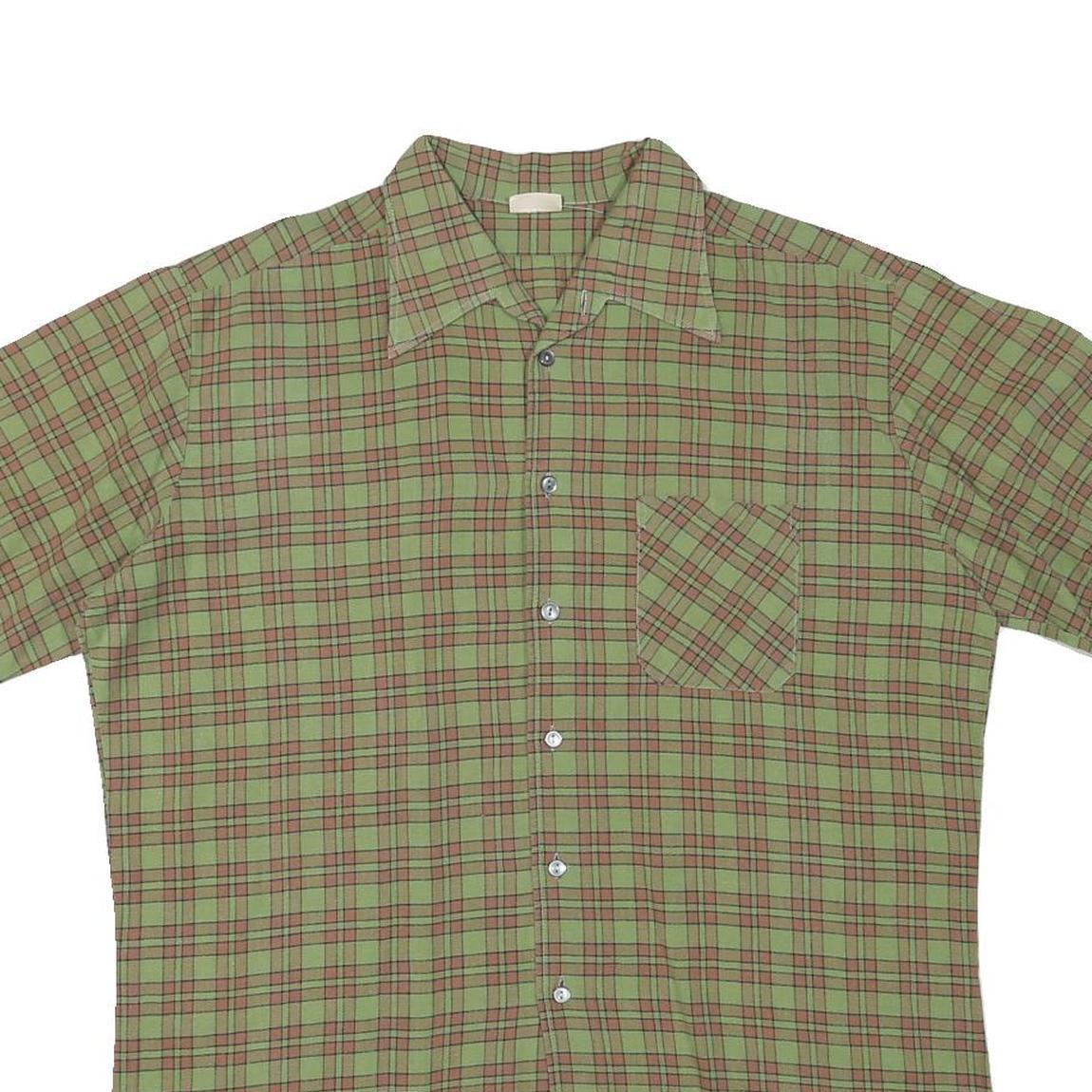 ACKERMANN Mens Green & Brown Check Shirt M Cotton Blend Short Sleeve Casual