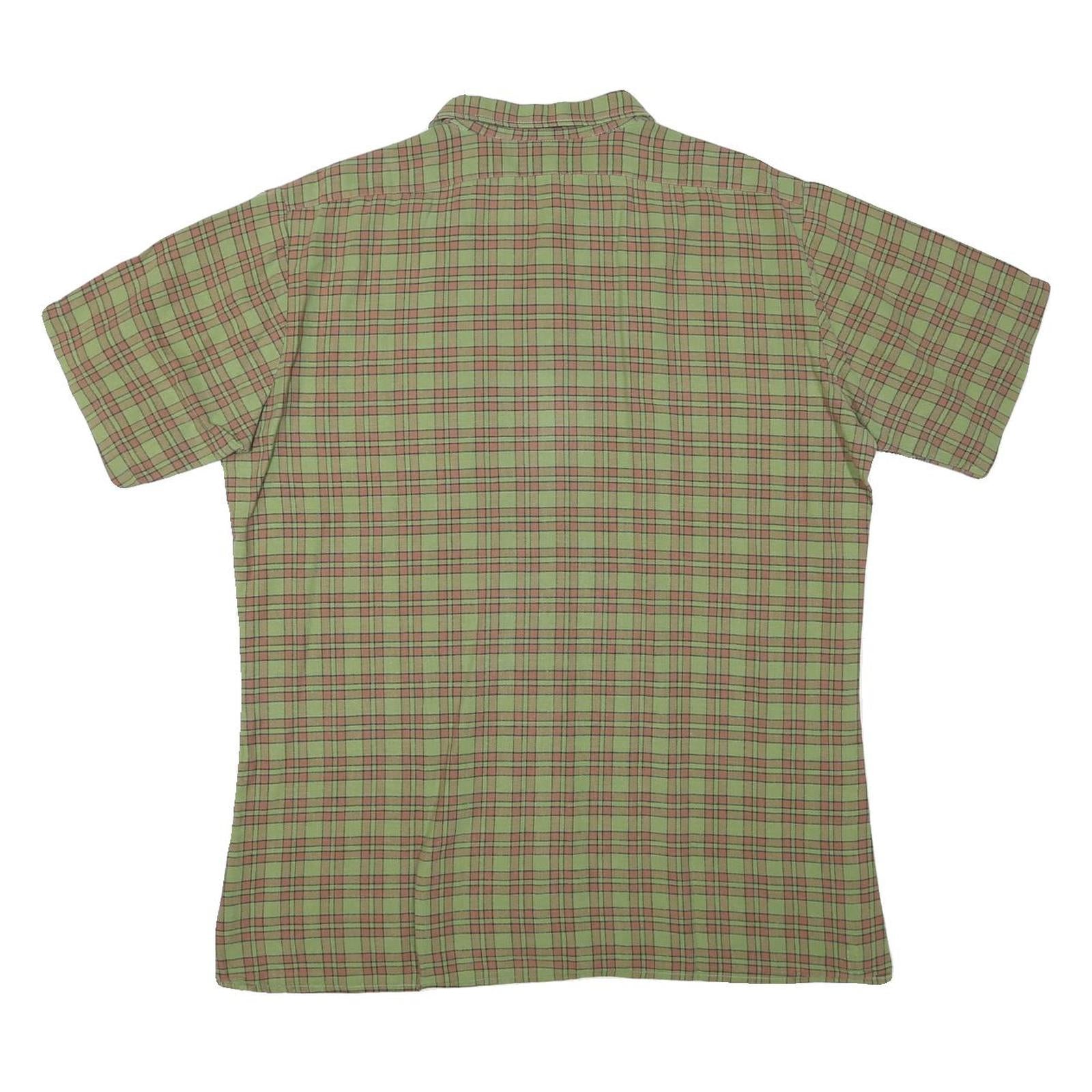 ACKERMANN Mens Green & Brown Check Shirt M Cotton Blend Short Sleeve Casual