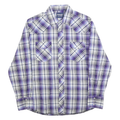 WRANGLER Mens Purple & White Check Western Shirt L Cotton Blend Comfortable Fit