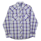 WRANGLER Mens Purple & White Check Western Shirt L Cotton Blend Comfortable Fit
