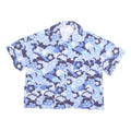 BALOU Womens Blue Floral Print Shirt S Cotton Summer Casual Short Sleeve