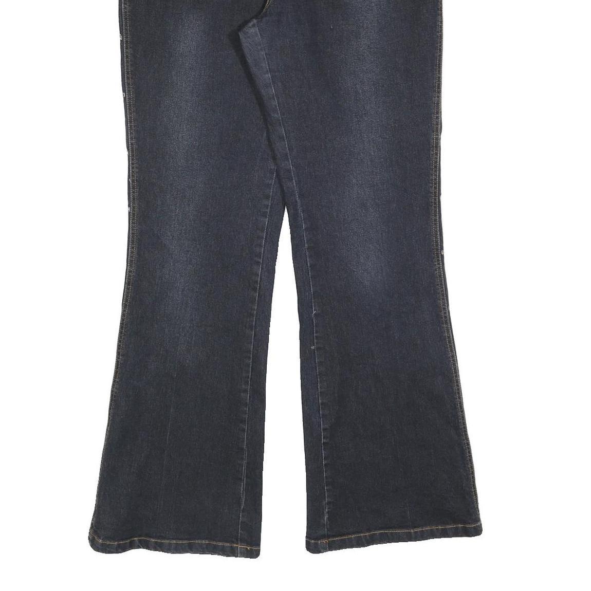 TEMCHE Womens Blue Regular Flared Denim Medium Wash W30 L32 Embroidered Side