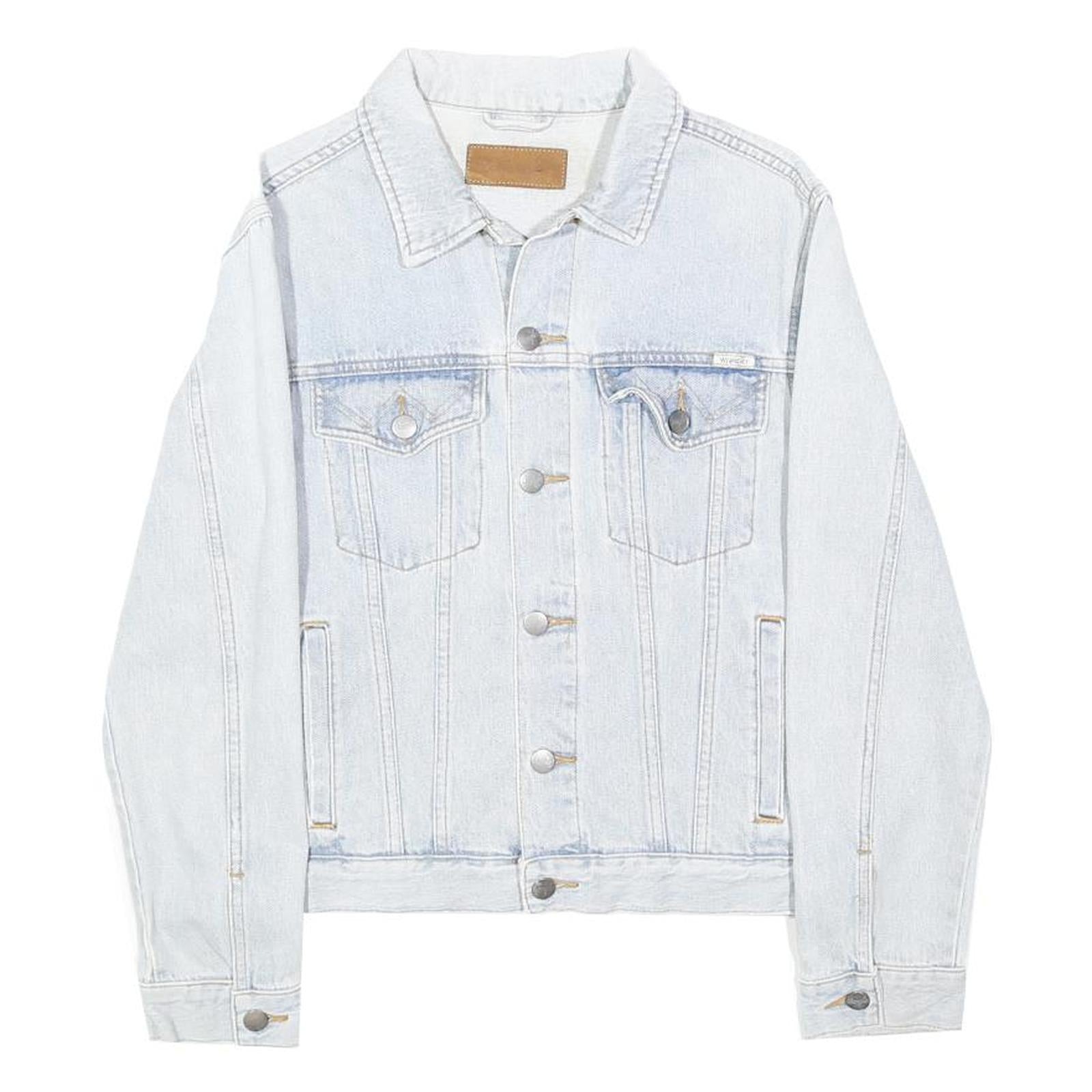 WRANGLER Womens Light Blue Cotton Denim Jacket S Button Closure Classic Fit