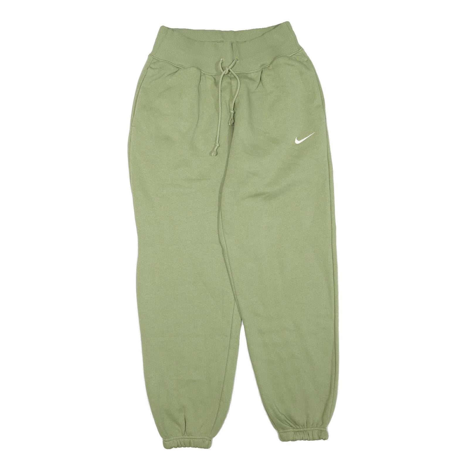 NIKE Womens Joggers Green XS W26 L30 Cotton Blend Slim Tapered Fit Drawstring