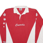 BARBARIAN Mens Red & White Canada Long Sleeve Plain 3XL Rugby Polo Shirt