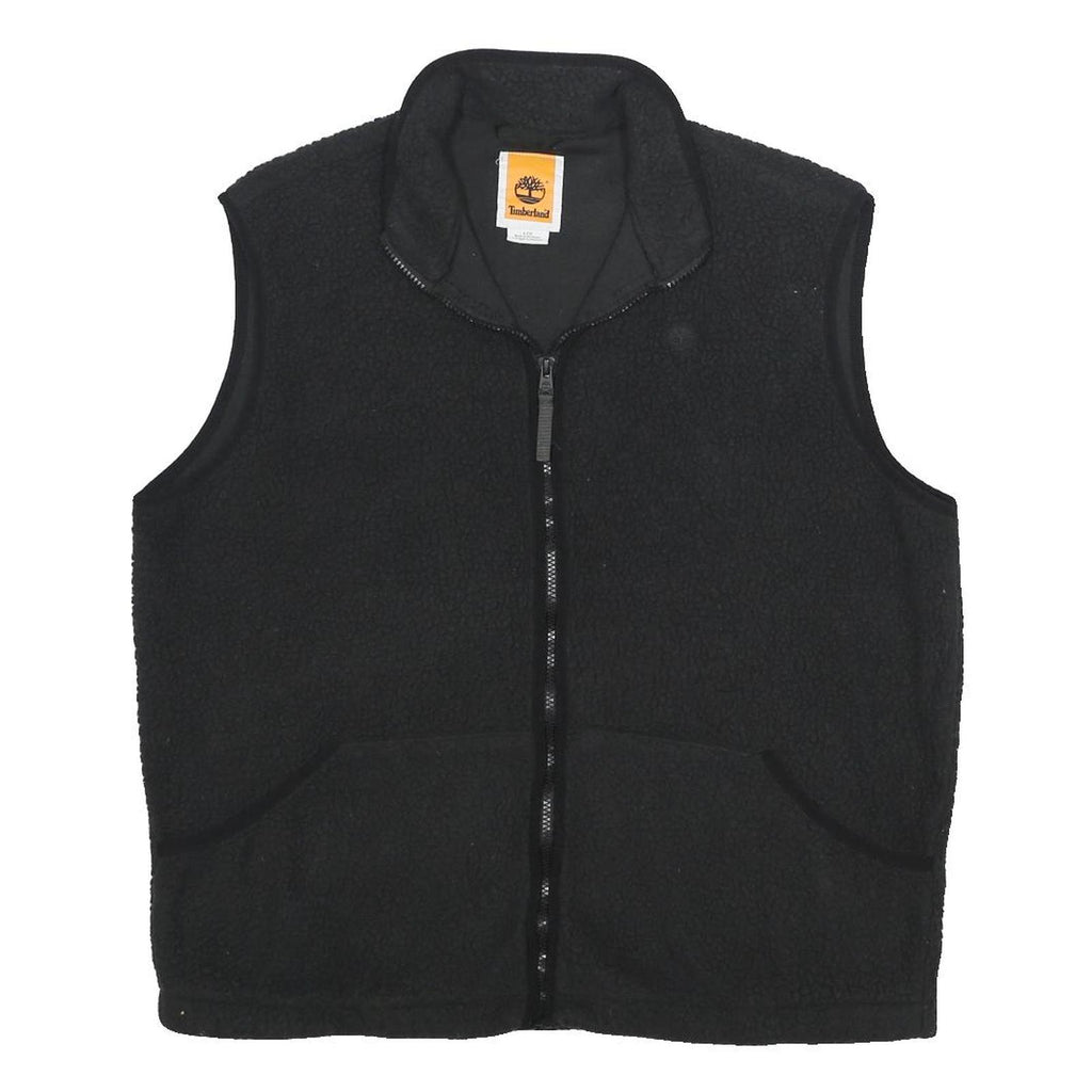 TIMBERLAND Mens Black Fleece Vest L Polyester Zip Casual Outdoor Warm