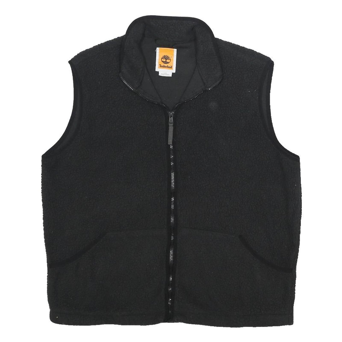 TIMBERLAND Mens Black Fleece Vest L Polyester Zip Casual Outdoor Warm
