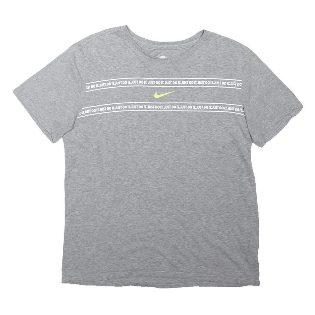 NIKE Mens Grey Graphic T-Shirt M Short Sleeve Crew Neck Sports Casual Cotton