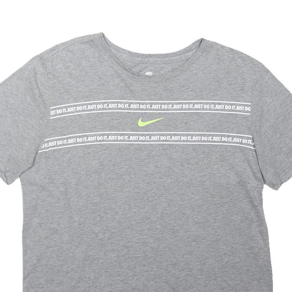 NIKE Mens Grey Graphic T-Shirt M Short Sleeve Crew Neck Sports Casual Cotton