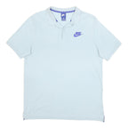 NIKE Mens Blue Short Sleeve Plain L Polo Shirt Cotton Casual Sports