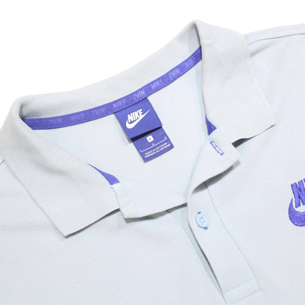 NIKE Mens Blue Short Sleeve Plain L Polo Shirt Cotton Casual Sports