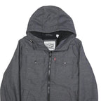 LEVI'S Mens Grey Hooded Jacket S Polyester Blend Zip Pocket Casual