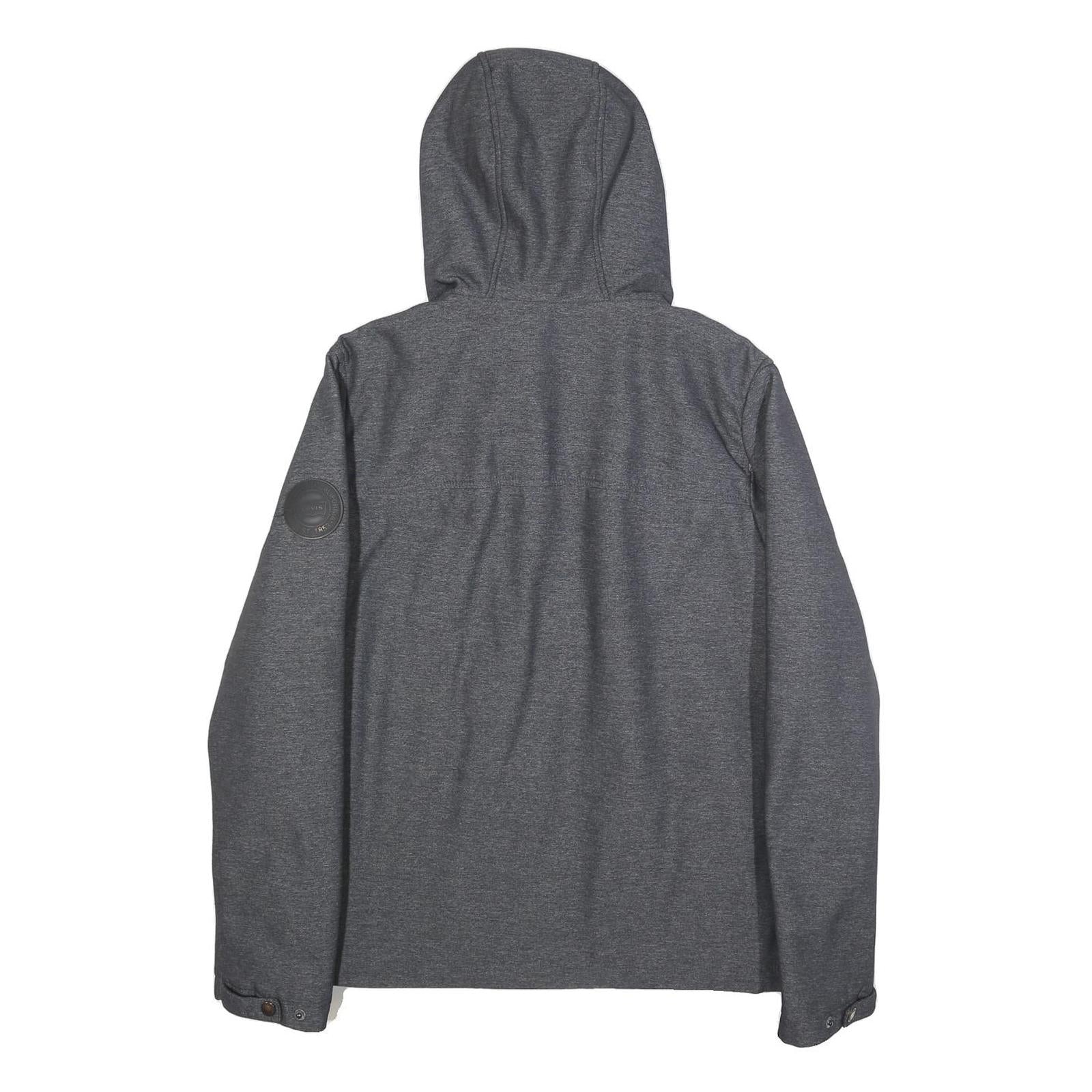 LEVI'S Mens Grey Hooded Jacket S Polyester Blend Zip Pocket Casual