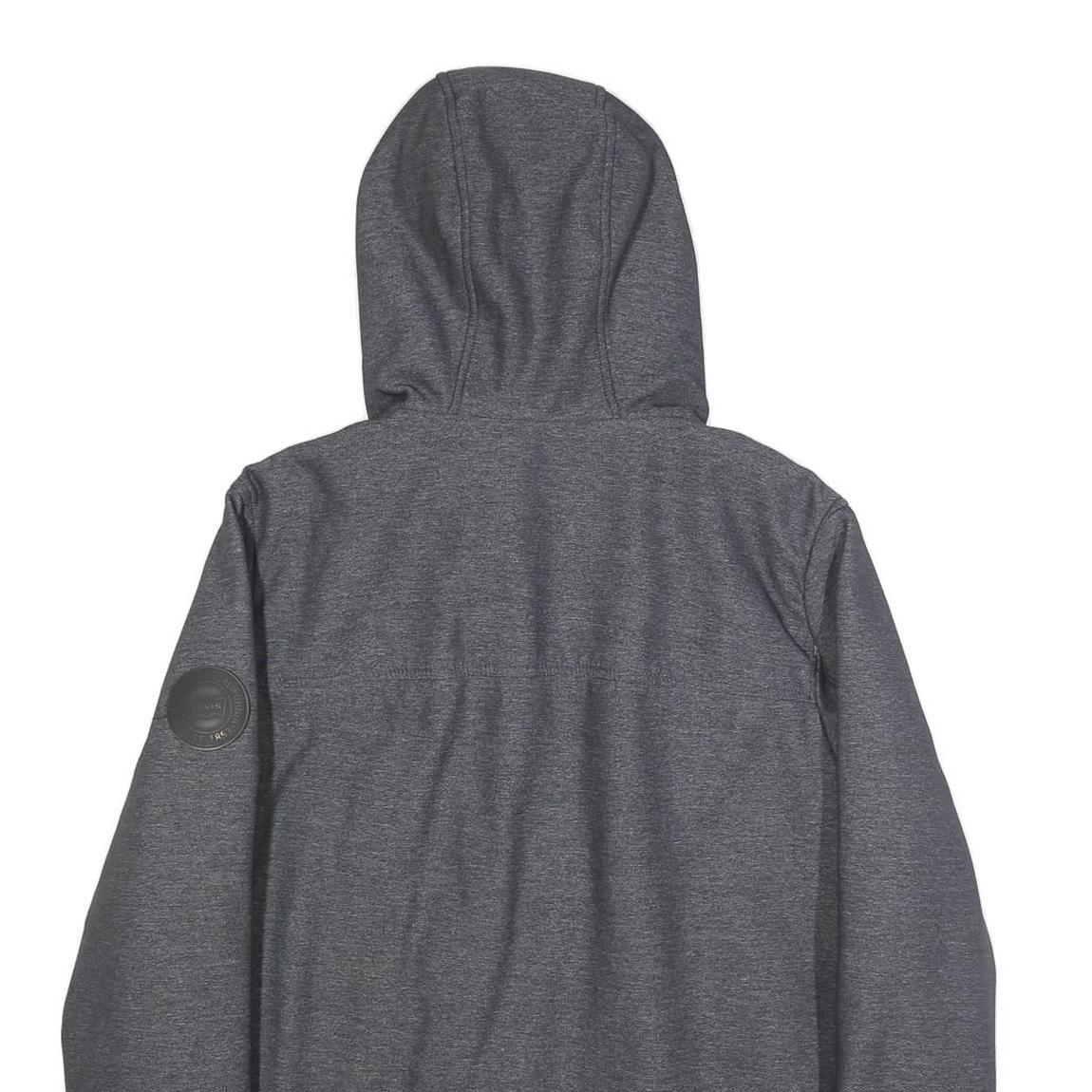 LEVI'S Mens Grey Hooded Jacket S Polyester Blend Zip Pocket Casual