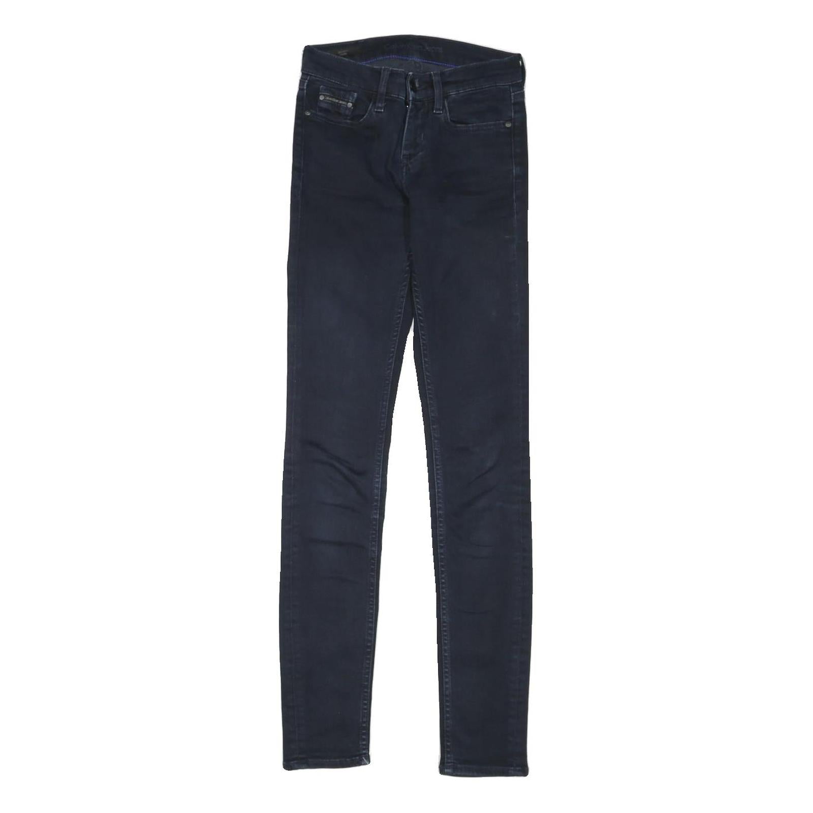 CALVIN KLEIN JEANS Womens Denim Dark Regular Skinny Jeans W24 L30 Stylish Zip