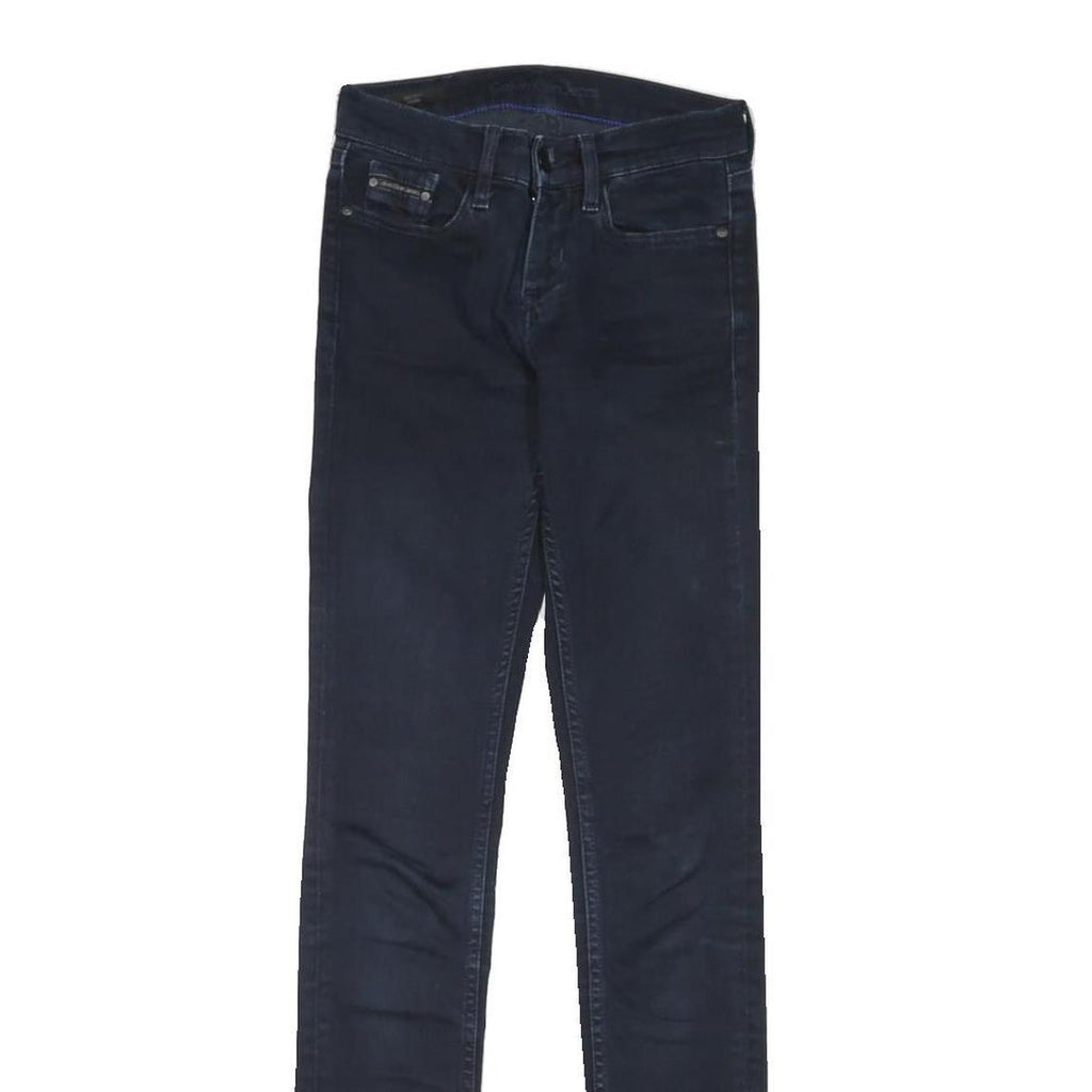 CALVIN KLEIN JEANS Womens Denim Dark Regular Skinny Jeans W24 L30 Stylish Zip