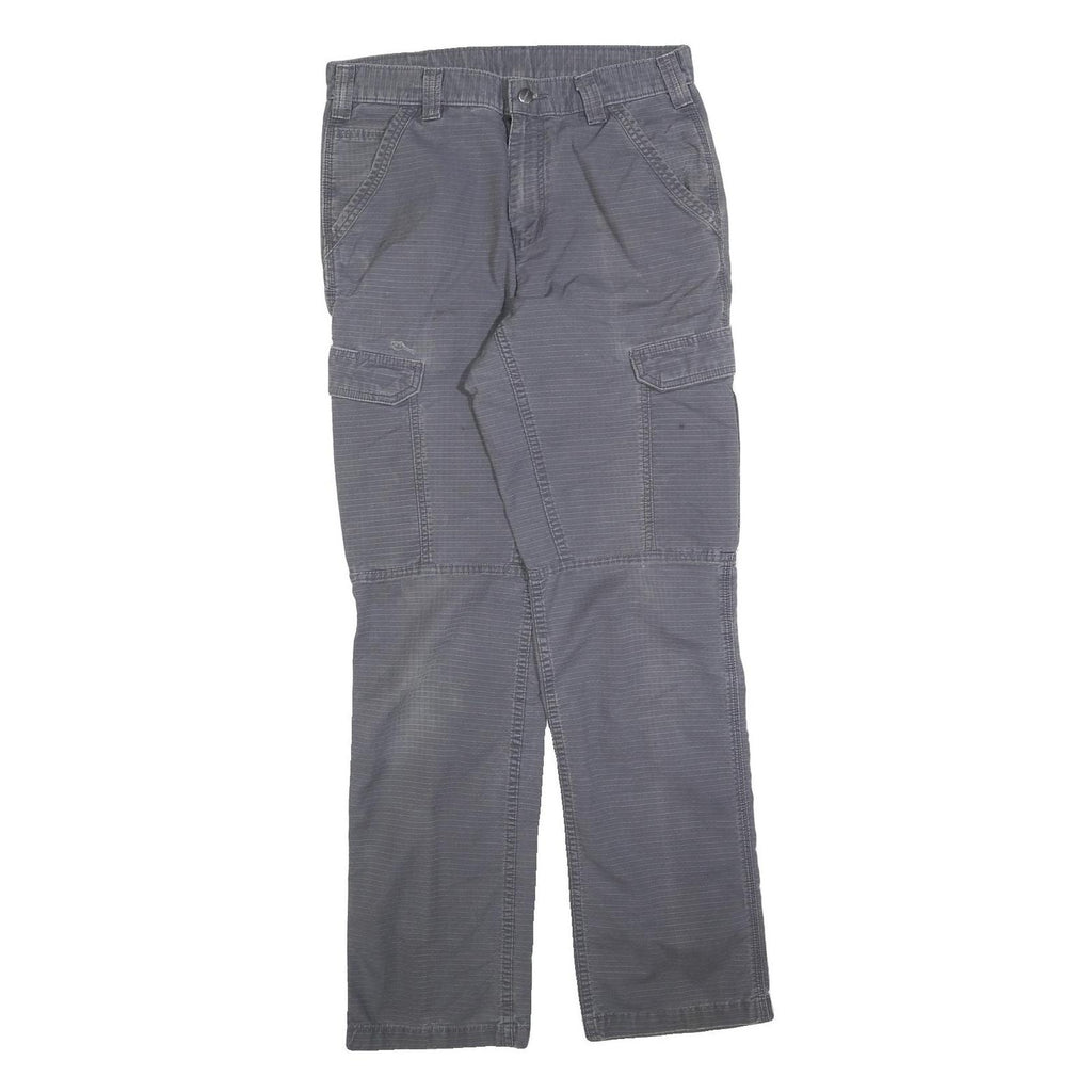 CARHARTT Mens Grey Relaxed Straight Trousers W32 L34 Durable Cotton Blend