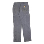 CARHARTT Mens Grey Relaxed Straight Trousers W32 L34 Durable Cotton Blend