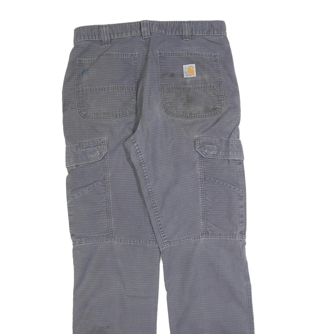 CARHARTT Mens Grey Relaxed Straight Trousers W32 L34 Durable Cotton Blend