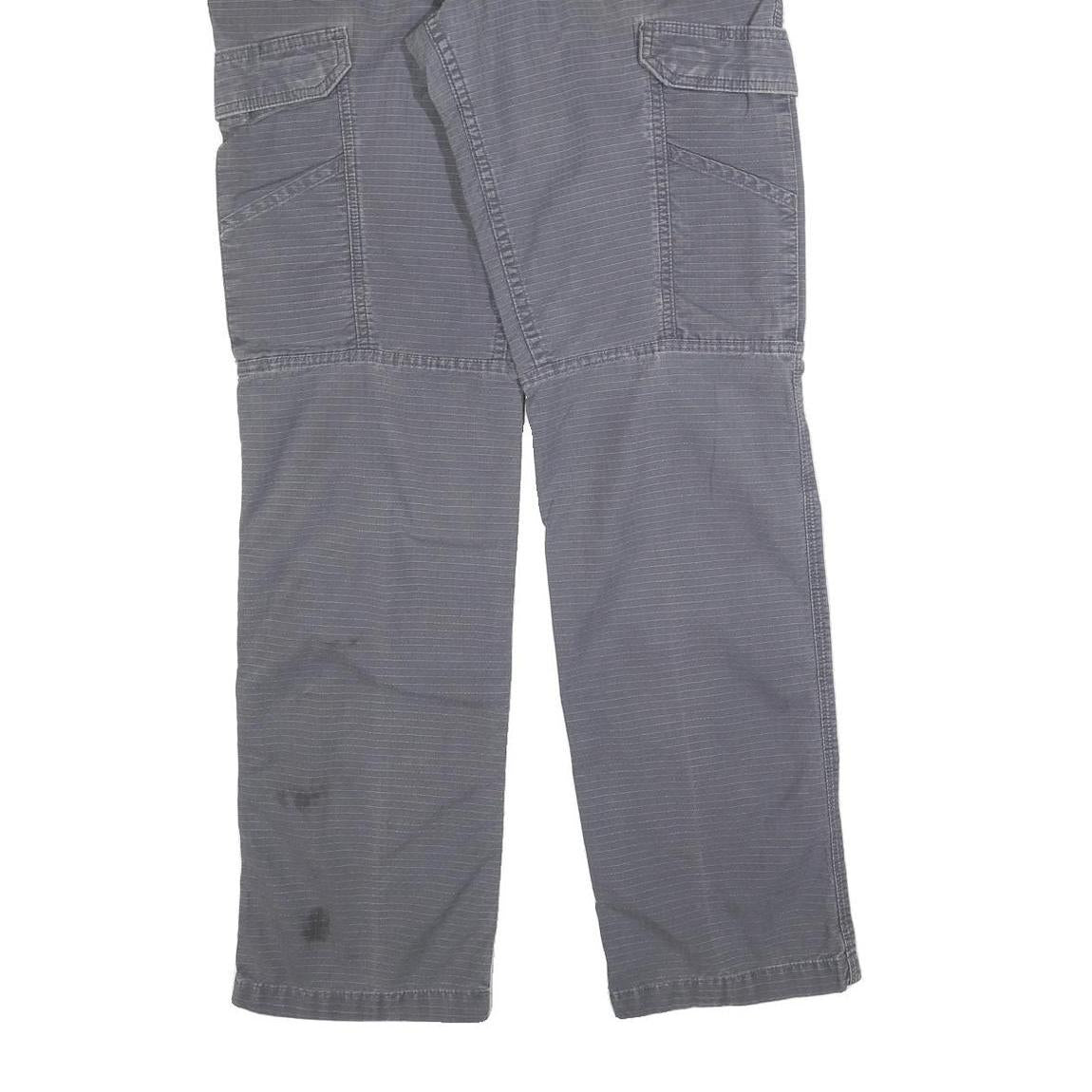 CARHARTT Mens Grey Relaxed Straight Trousers W32 L34 Durable Cotton Blend