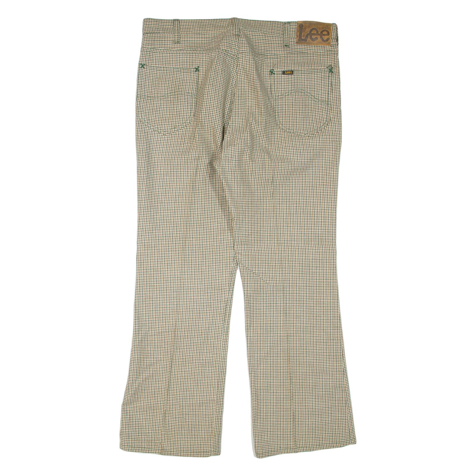 LEE Houndstooth Womens Trousers Beige Regular Flared W36 L30
