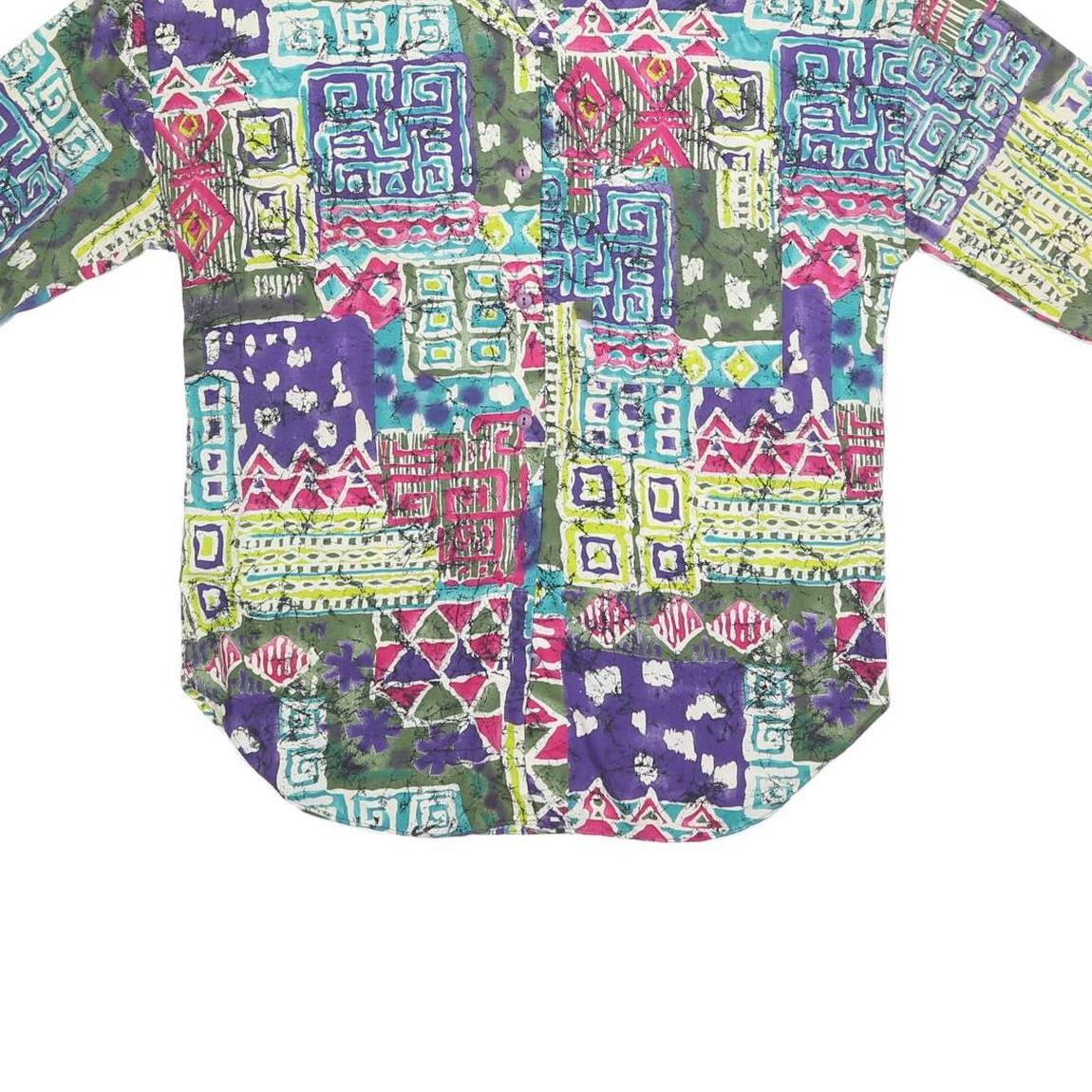 CALIFORNIA CONNECTION Womens Printed Button Shirt Short Sleeve Collar L Summer