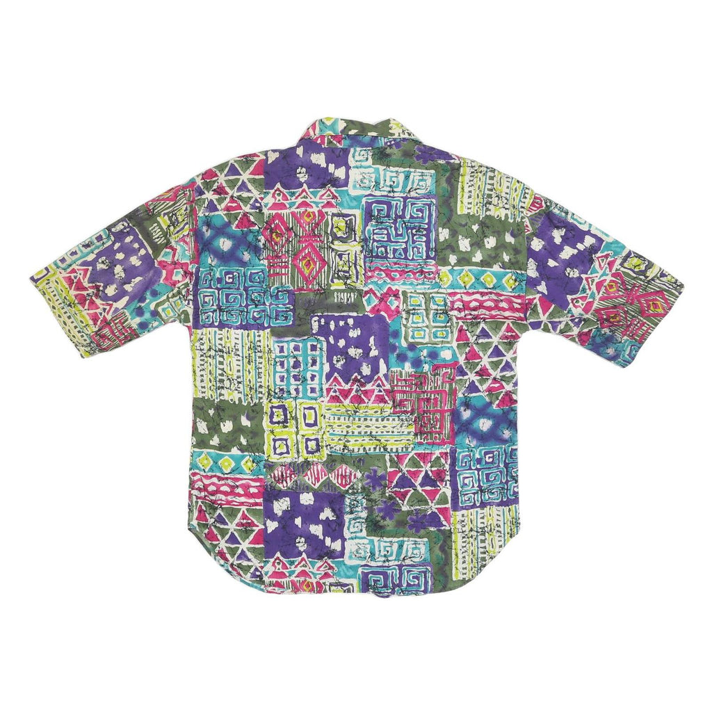 CALIFORNIA CONNECTION Womens Printed Button Shirt Short Sleeve Collar L Summer