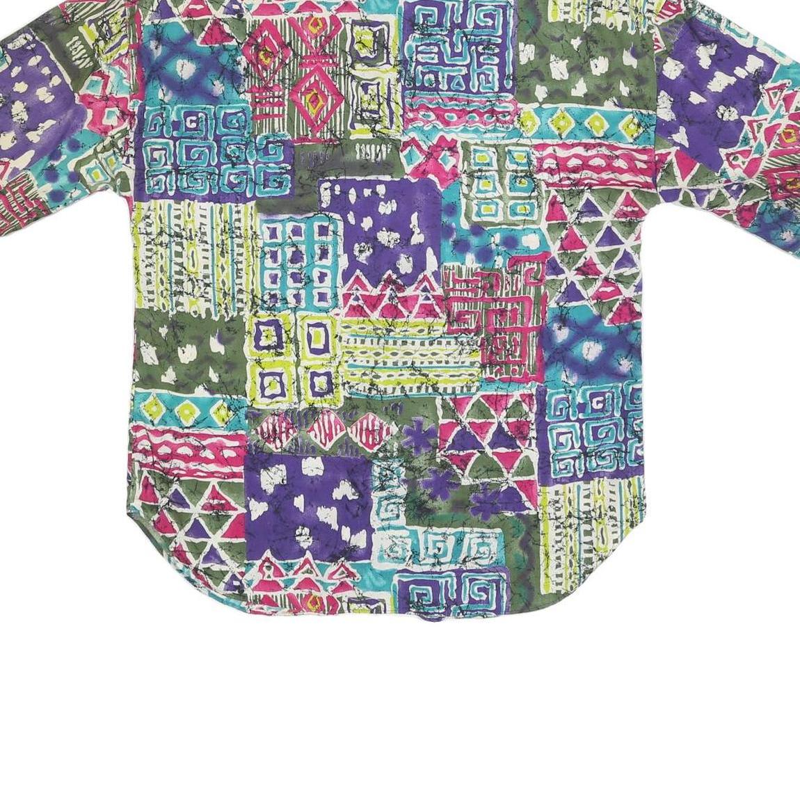 CALIFORNIA CONNECTION Womens Printed Button Shirt Short Sleeve Collar L Summer