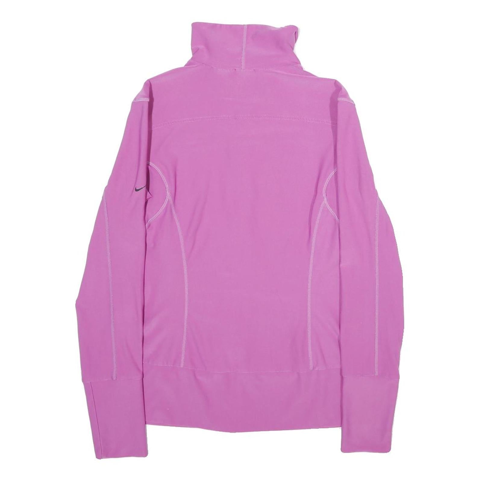 NIKE Womens Pink Jacket M Polyester Blend Plain Zip Casual Sportswear Activewear