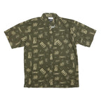 MEL RICHMAN Mens Green & Cream Cotton Blend Shirt 2XL Printed Button Short