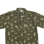 MEL RICHMAN Mens Green & Cream Cotton Blend Shirt 2XL Printed Button Short